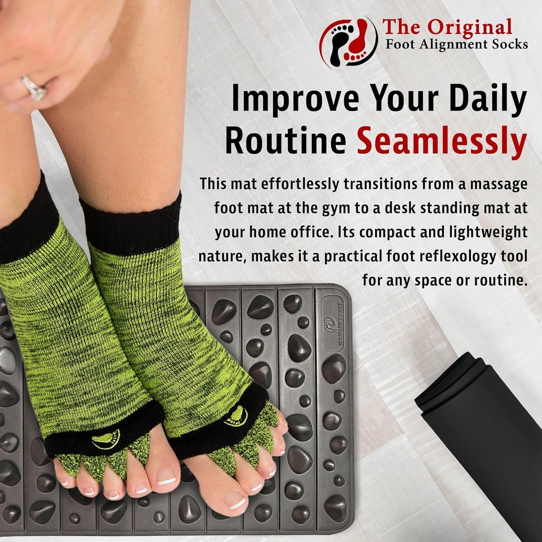My Happy Feet Pebble Rock Mat - Therapeutic Rock Mat – Wellness Foot Mat for Natural Balance & Energized Living – Black, Portable & Versatile Foot Massage Mat for Home or Office (19.75" X 12.25")