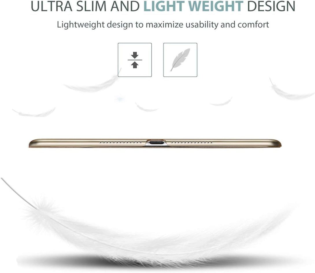 Procase Smart Case for Ipad 9.7 Inch Ipad 6Th/5Th Generation 2018 2017(Model: A1893 A1954 A1822 A1823), Ultra Slim Lightweight Stand Cover with Translucent Frosted Back -Gold