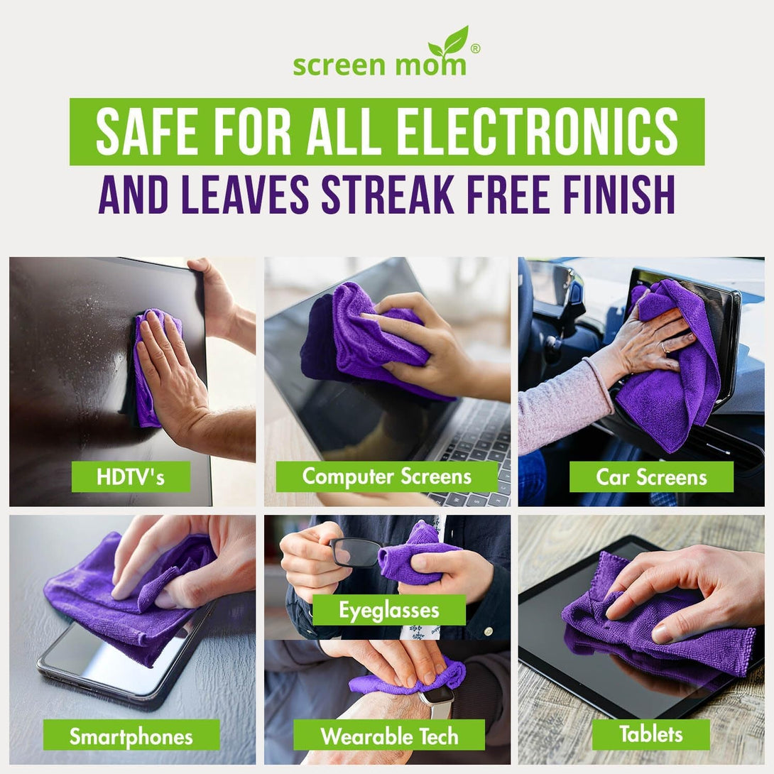 Screen Mom Screen Cleaner Spray and Microfiber Cloth 16Oz Screen Cleaner Spray and Wipe for TV, Laptop, Computer, Phone, Ipad, Car Screen Cleaning Kit Electronic Cleaner Spray