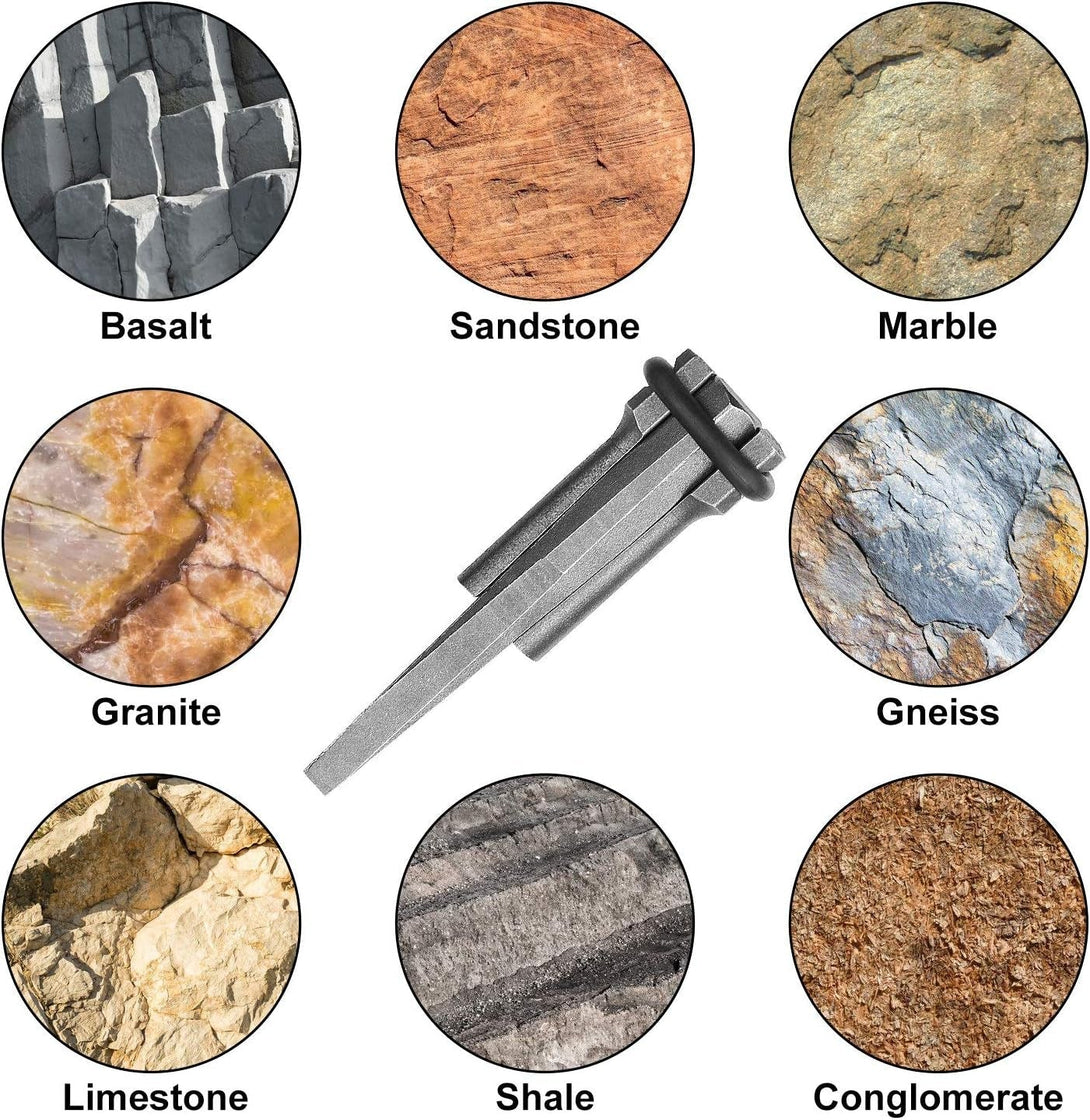 5 Packs of Heavy Duty Wedge and Feather Shims, Abuff 3/4 Inch Plug Shim and Wedge Concrete Rock Stone Splitter Hand Tools