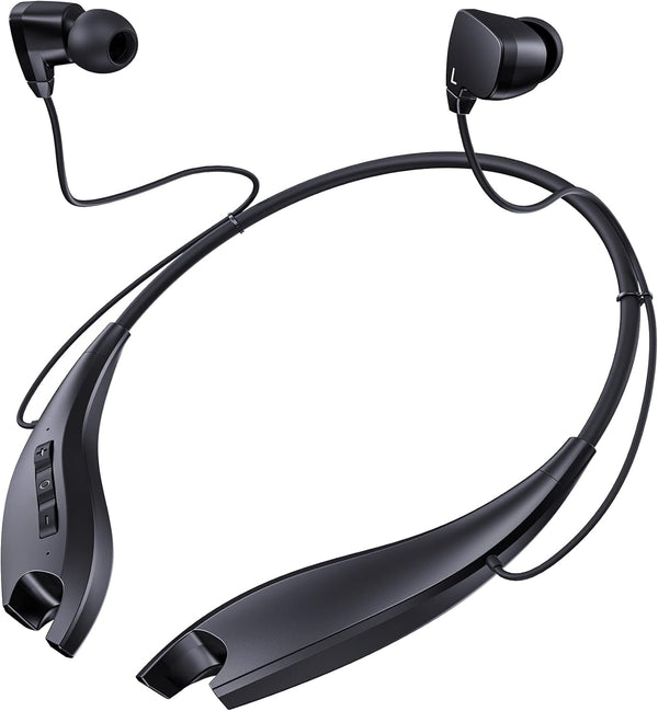Neckband Bluetooth Headphones, around the Neck Headphones 24H+ Playtime, Bluetooth Headsets with Call Vibration, Shark Jaw Design Wireless Earbuds+Noise Isolation/Built-In Mic/Ipx7 Waterproof