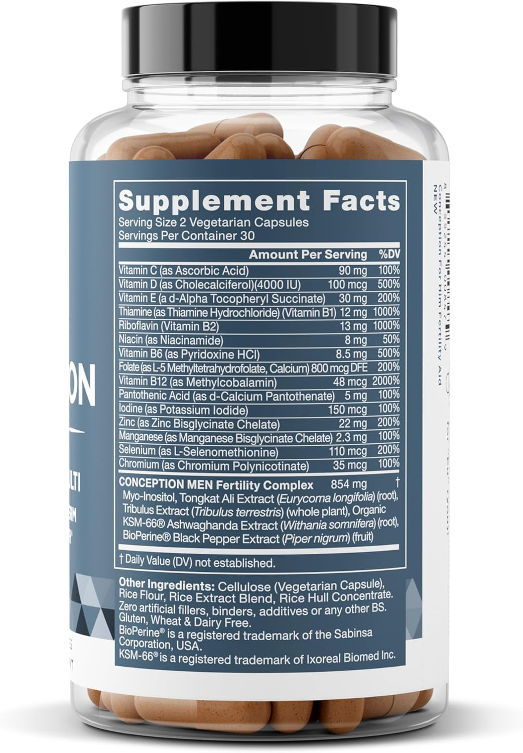Conception for Him – Fertility Supplements for Men, Male Fertility Booster & Prenatal – Optimal Sperm Count, Motility Strength – Ashwagandha, Folate Folic Acid,Magnesium & Zinc – 60 Veg Soft Capsules