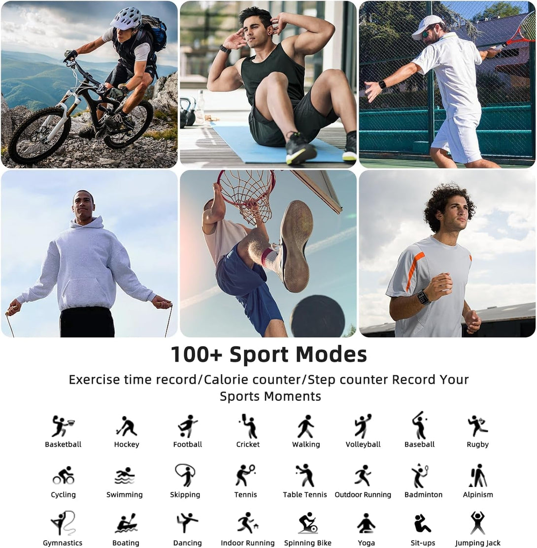 Smart Watch for Men Women(Answer/Make Call), 1.85" HD Touch Screen Fitness Watch with 24/7 Heart Rate Sleep Spo2 Monitor, 100+Sport Mode Activity Trackers for Android Ios, IP68 Waterproof, Black