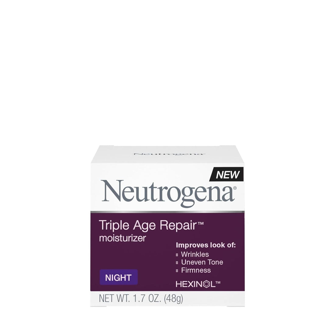 Neutrogena Triple Age Repair Anti-Aging Night Cream Facial Moisturizer, Tone-Evening Dark Spot Remover & Firming Anti-Wrinkle Nighttime Face & Neck Cream, Vitamin C & Glycerin, 1.7 Oz