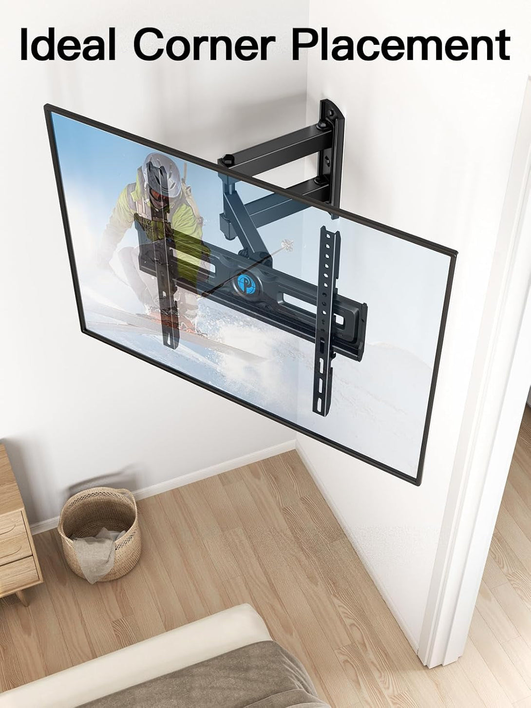 Pipishell Full Motion TV Wall Mount for Most 26-60 Inch Flat & Curved Tvs up to 77 Lbs, Adjustable Bracket Height, Single Articulating Arm, Extension, Max VESA 400X400Mm, PIMF9