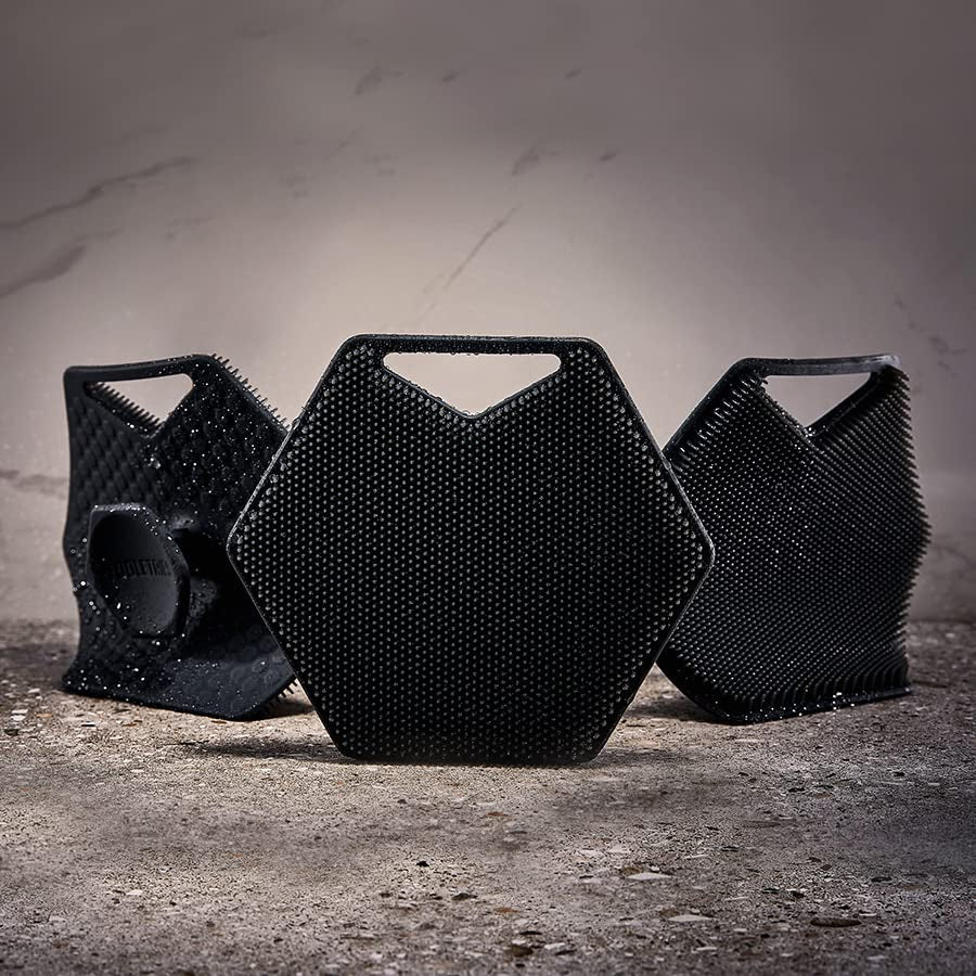 Tooletries - Body Scrubber - Exfoliates & Deep Cleans - Silicone Shower & Bathroom Accessory with Bespoke Bristles and Ergonomic Handles - Charcoal