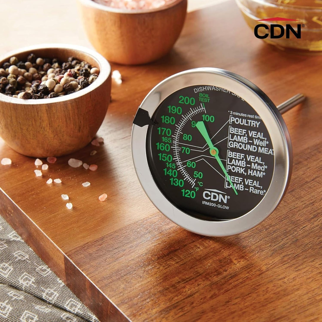 CDN Irm200-Glow Proaccurate Oven Thermometer, Food/Meat, Easy to Read Display, Silver, Pack of 1