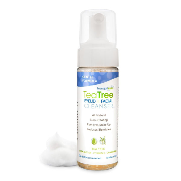Gentle Tea Tree Oil Foaming Facial Cleanser – 1.6Oz – Non-Irritating Eyelid Cleanser & Face Wash with Tea Tree, Chamomile & Shea Butter​