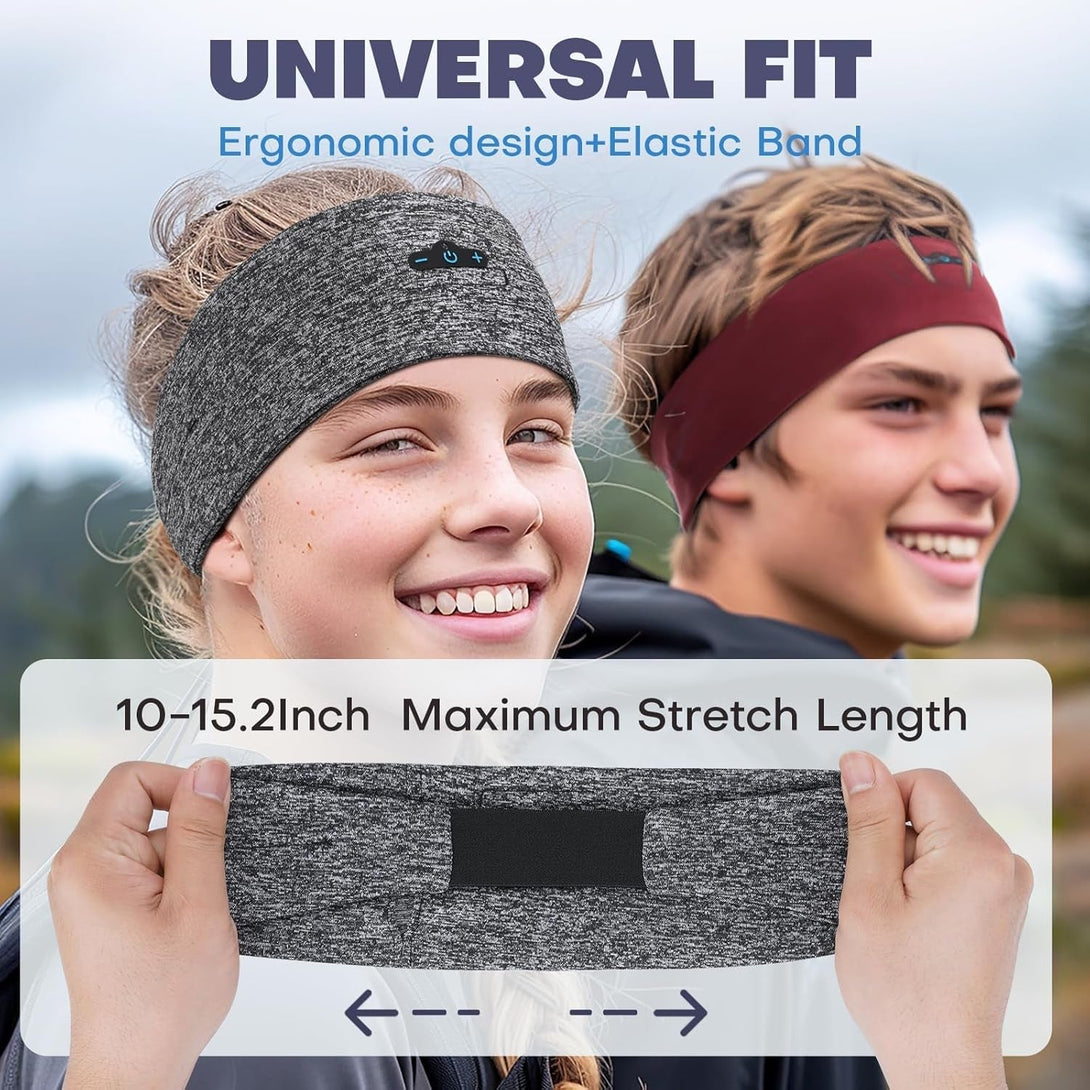 Sleep Headphones Bluetooth Headband for Side Sleeper, 14 Hours Playtime, Wireless Headband Headphones with HD Stereo Speakers for Workout,Running,Yoga, Ideal Gifts for Men, Women, Teens, Grey