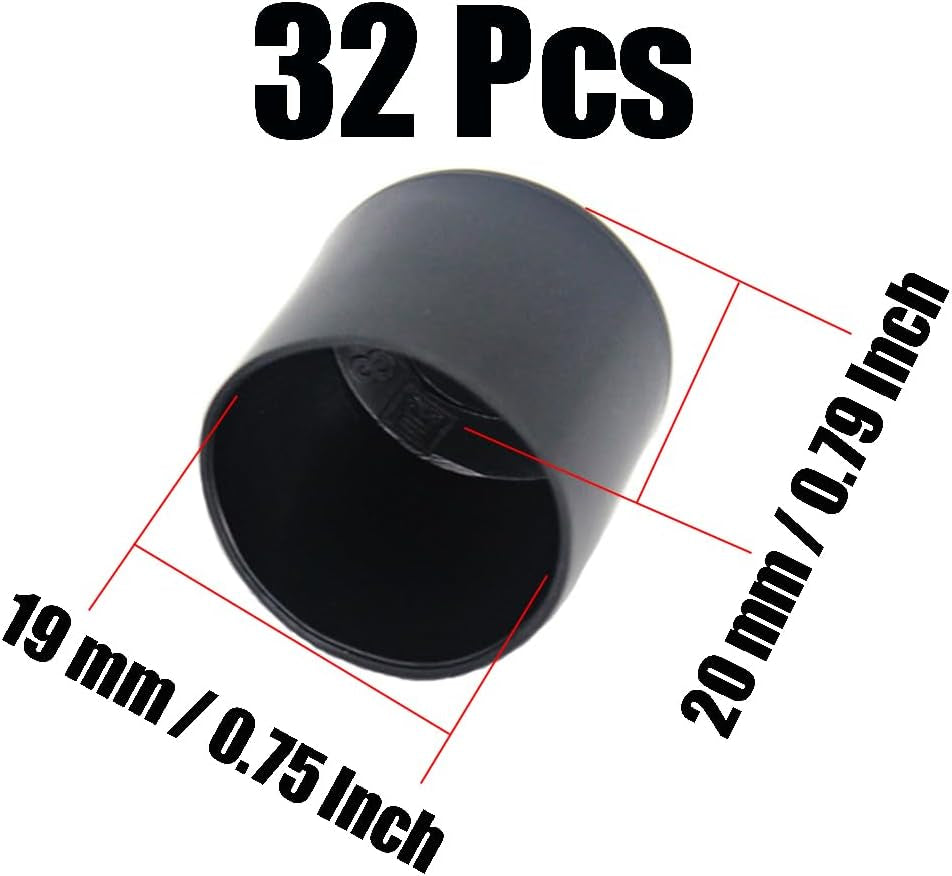 32Pcs round Rubber Chair Leg Tips Caps, 3/4 Inch (19Mm) Chair Table Leg Covers Floor Protectors, Chair Leg End Caps for Furniture, Chair, Table