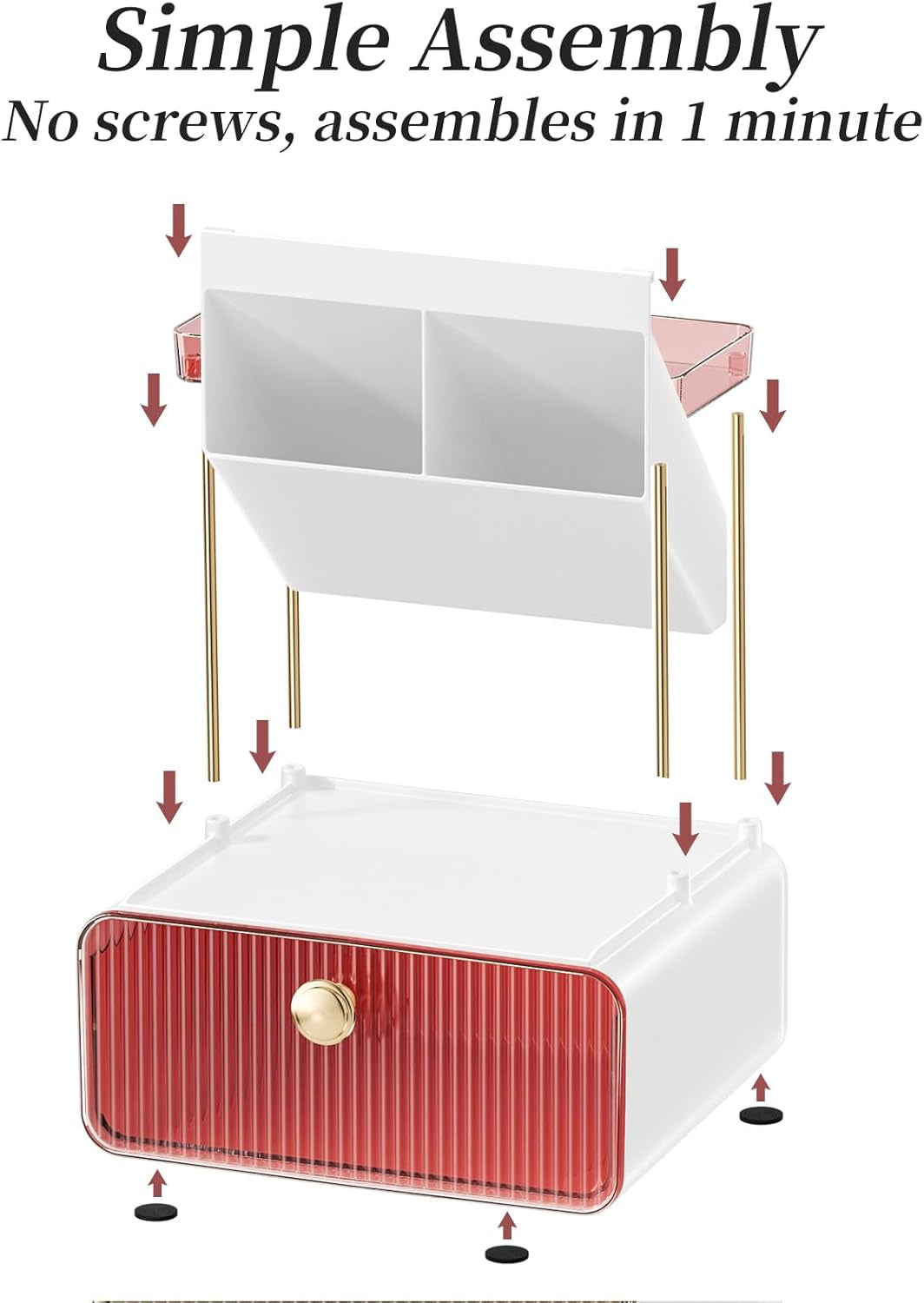 2-Tier Makeup Organizers Countertop,Versatile Bathroom Counter Organizer,Cosmetic Make up Organizers for Vanity,Cute Skincare Organizer (Blush)