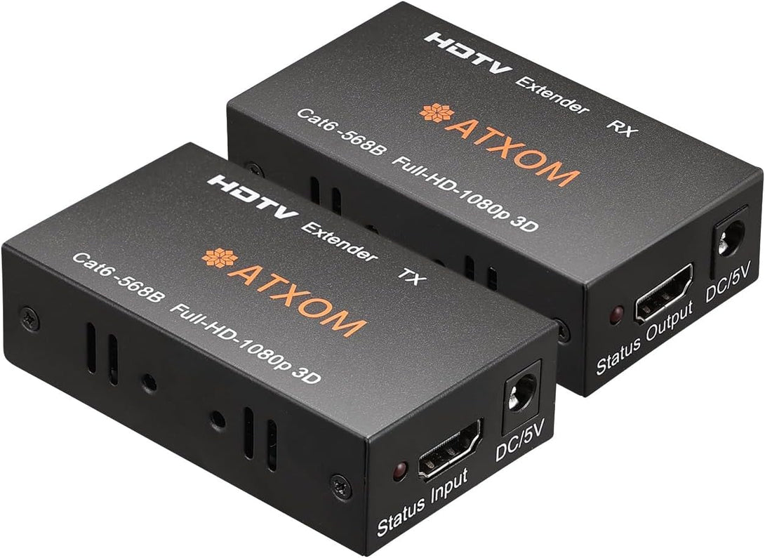 HDMI over Ethernet Extender, over Cat 5E/6/7 LAN Cable, up to 200Ft, Full HD 1080P @ 60HZ, EDID Copy, Dolby Digital/Dts Compatible, High Resolution Signal, Balun Transmitter and Receiver