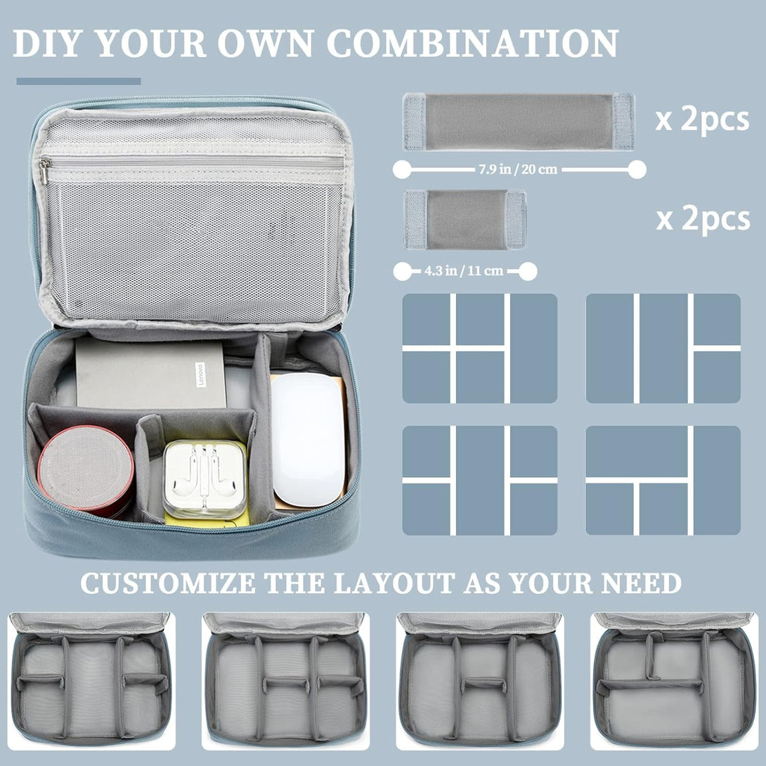 Lanola Electronic Organizer Travel Double Layer Cable Organizer Bag,Accessory Bag for Hard Drives,Cables,Usb,Sd Card,Memory Cards,Flash Drive,Etc. - Red