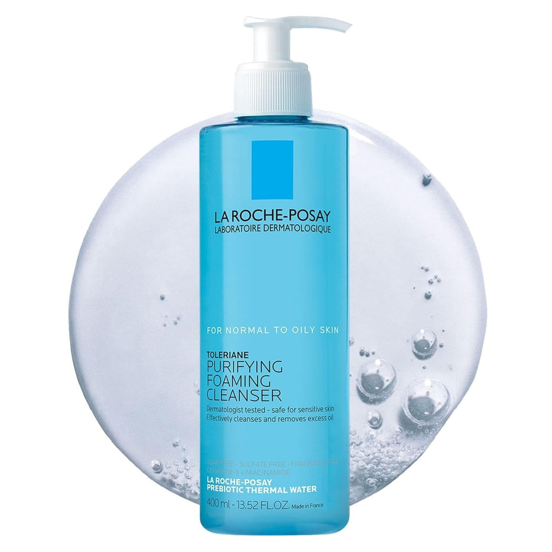 La Roche-Posay Toleriane Purifying Foaming Facial Cleanser, Niacinamide + Ceramides + Prebiotic Thermal Water, Oil Free Face Wash for Oily Skin, Pore Cleanser Safe for Sensitive Skin, Soap Free