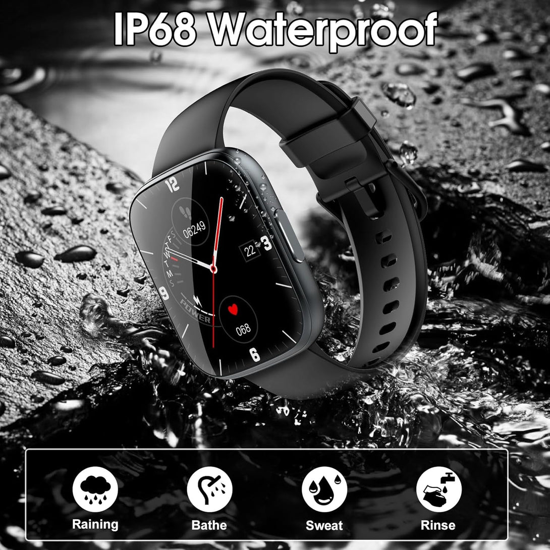 Smart Watch for Men Women Bluetooth Call, 1.95" HD Touch Screen Fitness Watch with Sleep Heart Rate Monitor, 100+ Sports Modes, IP68 Waterproof Activity Trackers for Android Ios, Black