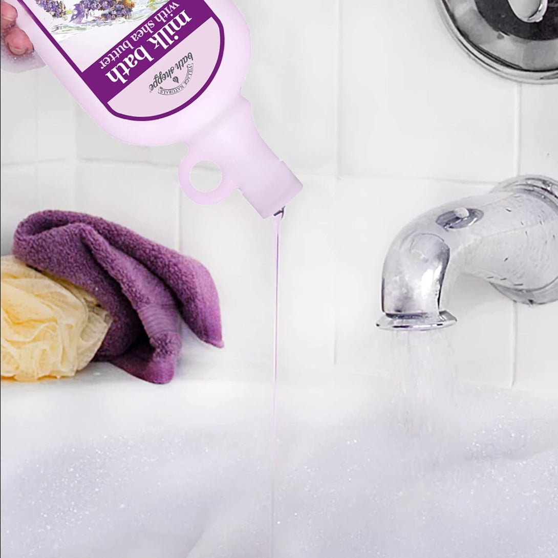 Moisturizing Lavender Chamomile Milk Bath - Hydrates Skin - Made with Shea Butter and Vitamin E (Pack of 2 Bottles, 28 Fl Oz Each)