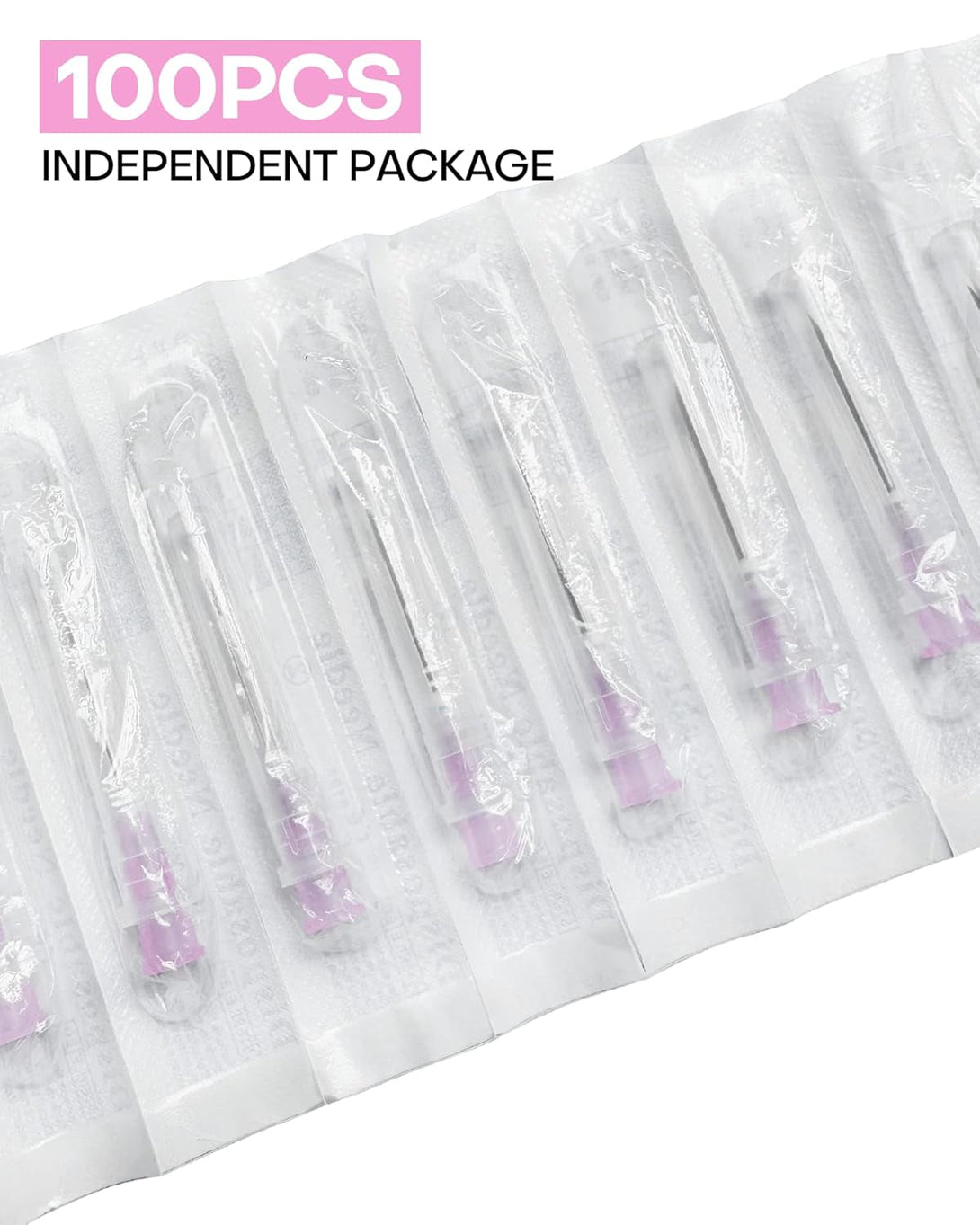 100Pcs 18Ga 1 Inch Needle Luer Lock Lab Accessories, Sterile Individual Package for Scientific Measuring, Refilling Inks