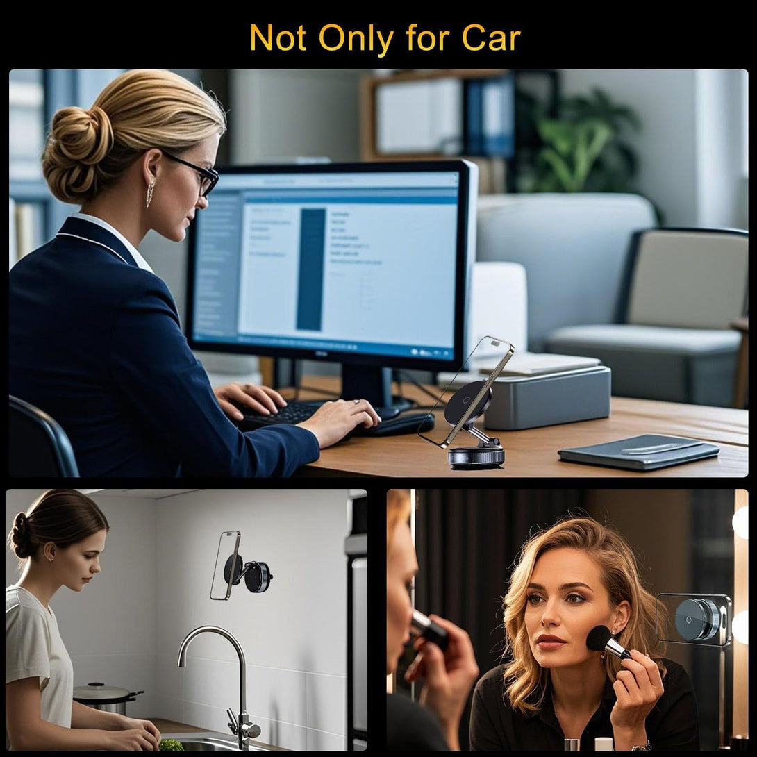 15W Wireless Charger Vacuum Magnetic Phone Holder for Magsafe, 360° Adjustable Suction Cup Phone Mount for Car Dashboard/Windshield, Vacuum Magnet Stand for All Smartphones
