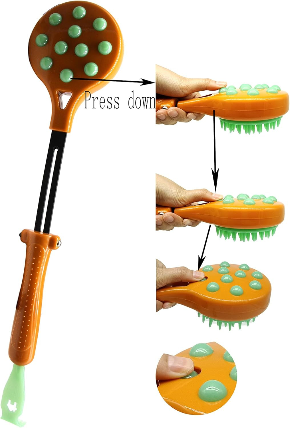 Zdycgtime Massage Hammer,Multifunctional Stretchable Health-Preserving Back Scratcher and Body Relaxation Massager,For Household, Office Workers Blood Circulation Tool(Orange)