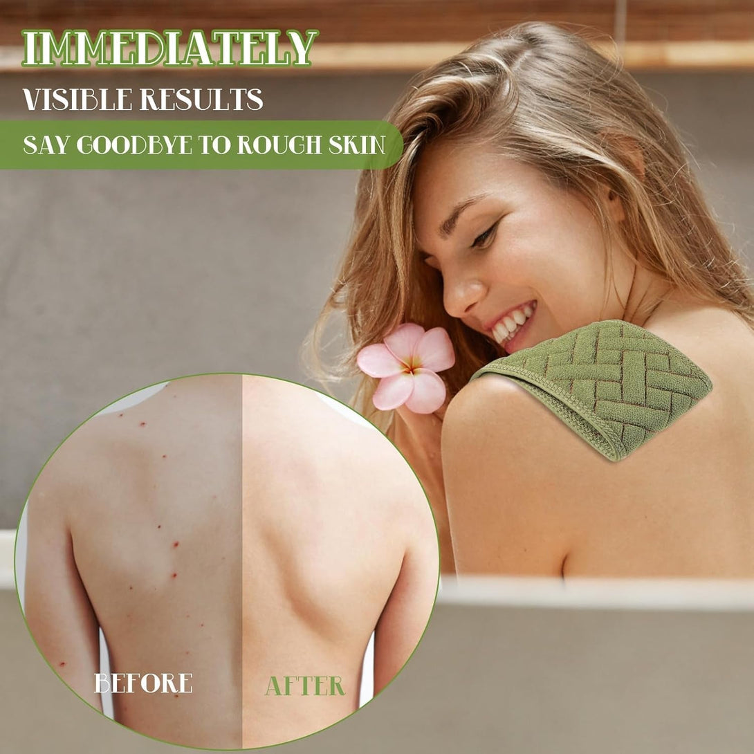 Long Body Scrubber Man Back Shower Double-Sided Exfoliating Body Scrubbers Exfoliating Cloth with Long Upgraded Handled Shower Scrubber for Men Bath Exfoliator