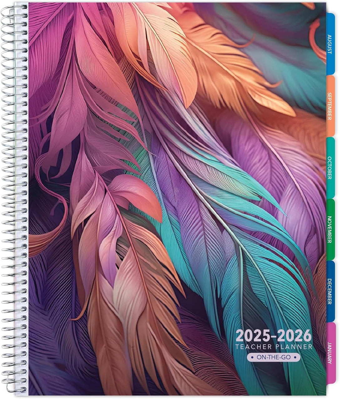 Aug 2025-Jul 2026 Lite Teacher Lesson Planner Notebook 8.5X11 Daily Weekly Monthly Organizers - Includes 7 Periods, Dated Calendar, Page Tabs, Bookmark, and Planning Stickers (Pastel Peacock)