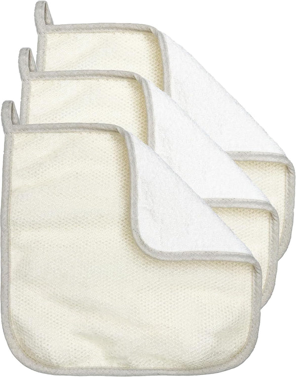 3 Pack Exfoliating Wash Cloth Face and Body Wash Bath Scrub Soft Weave Bath Towel Massage Cloth for Women and Man Two Sides
