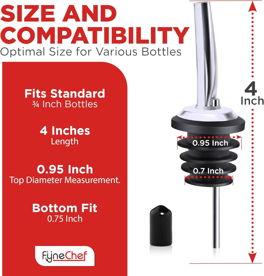 48 Pack Stainless Steel Bottle Pourers for Alcohol, Liquor, and Wine - Bar Accessories, Spouts for Bottles and Dispensers