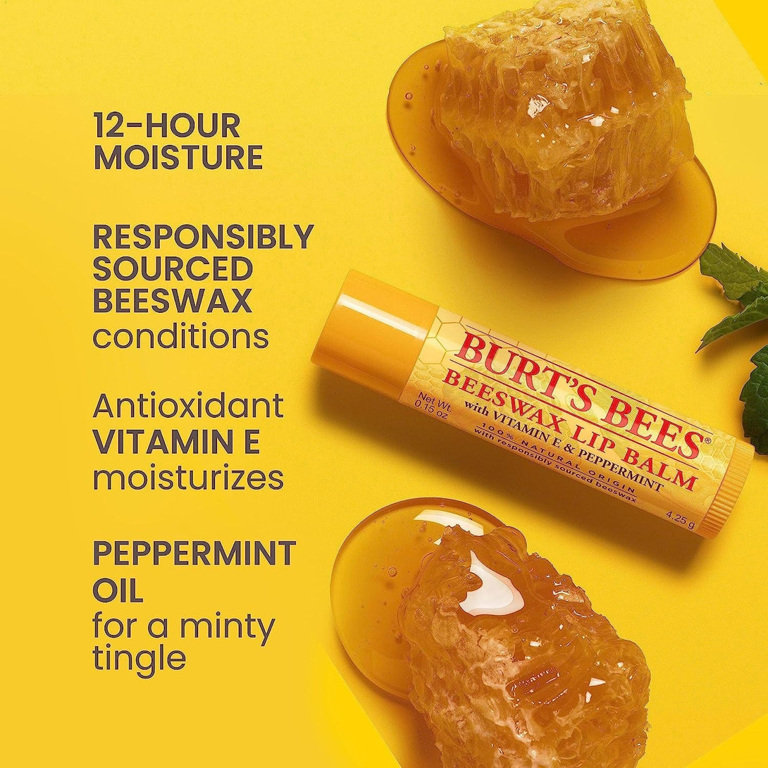 Burt'S Bees Lip Balm - Original Beeswax, Lip Moisturizer with Responsibly Sourced Beeswax, Tint-Free, Natural Origin Conditioning Treatment, 2 Tubes, 0.15 Oz.