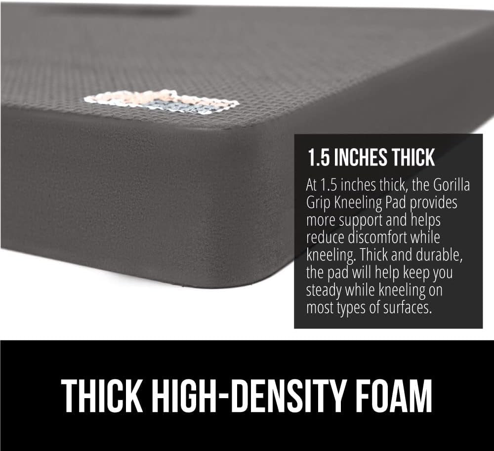 GORILLA GRIP Extra Thick Patent Pending Garden Kneeling Pad, Supportive Soft Foam Knee Cushioning for Gardening, Water Resistant Construction, Bathing Baby, Workout Supplies, Lightweight