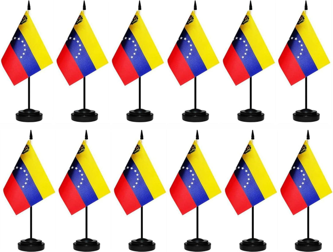 12 Pack Venezuela Desk Flags Set Venezuelan Small Mini Table Office Miniature Desktop Flag Home Office Decoration