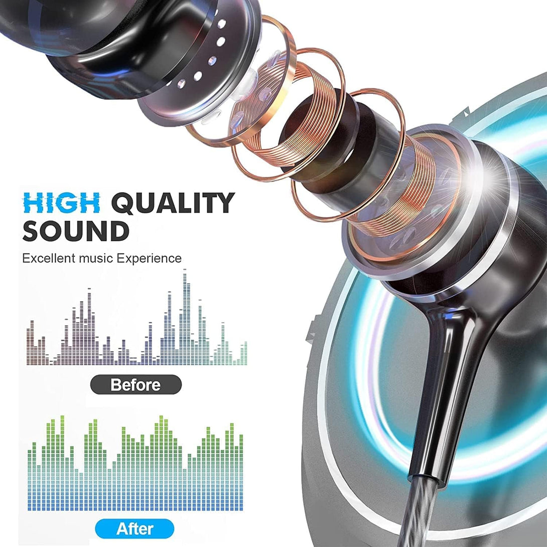 Wired Earbuds with Microphone 5 Pack, In-Ear Headphones with Heavy Bass, High Sound Quality Earphones Compatible with Ipad, Laptop, MP3, Android Smartphones, Fits All 3.5Mm Jack Device