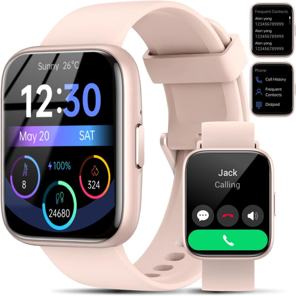 Smart Watch for Men Women - Answer/Make Calls/Quick Reply/Ai Voice Assistant, 1.83" for Android Iphone Samsung Compatible IP68 Smartwatch Blood Oxygen Heart Rate Fitness Tracker (Pink, 1.83")