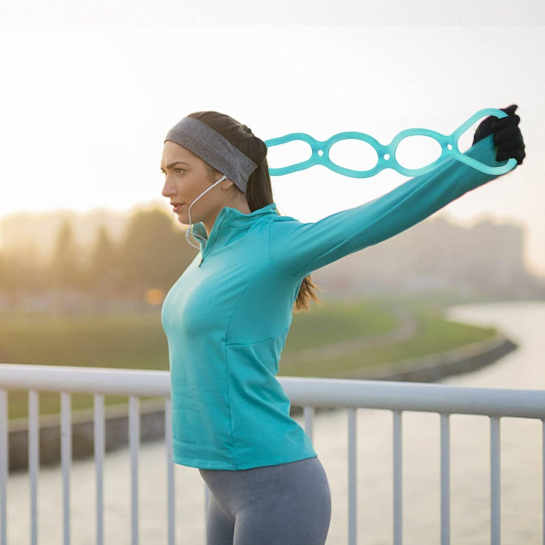 7 Ring Stretch Resistance Exercise Band, Miracle Miles Band, Yoga Stretching, Arm, Shoulders Foot, Leg Fitness Home Gym Physical Therapy Band