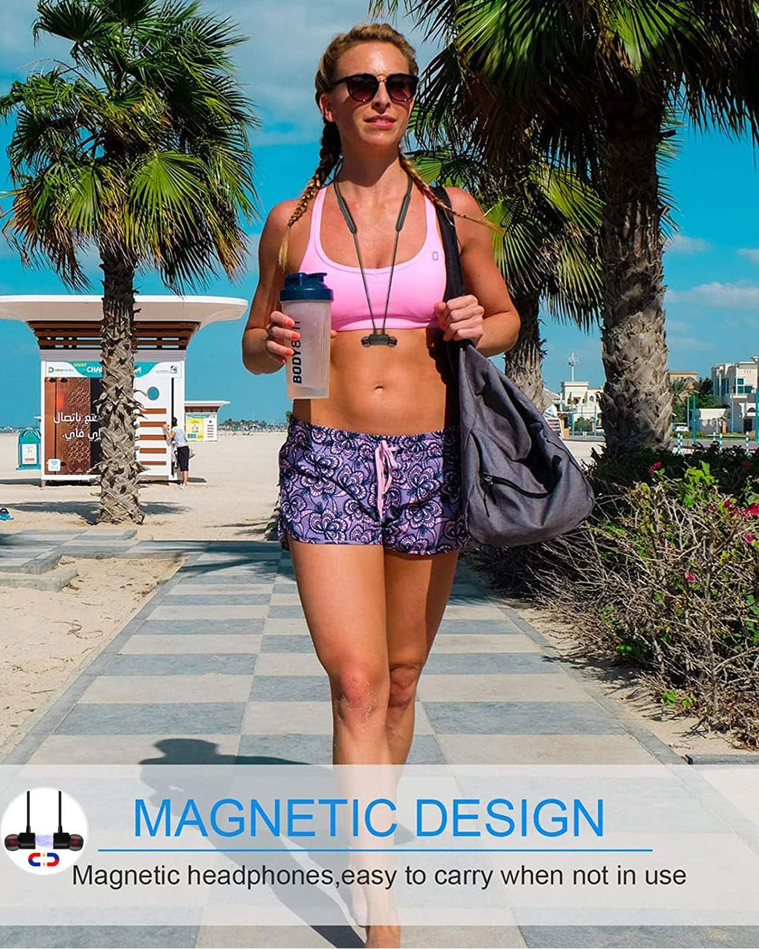 NANAMI Bluetooth Headphones Wireless Earbuds - Sports Magnetic Neckband Wireless Headsets, Hifi Stereo Deep Bass Updated Bluetooth 5.3 Earphones IPX7 Waterproof with Mic for Gym Running 24H Playtime