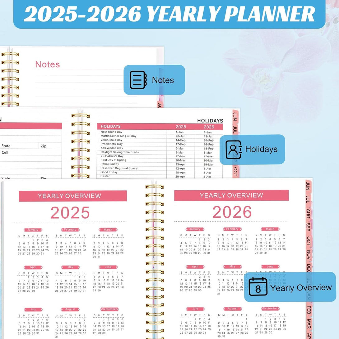 2025 Planner, Monthly Weekly & Daily Planner June 2025-Aug 2026, 15 Months Hardcover Academic Agenda Yearly Planner with Monthly Tab, Notes Pages, Back Pockets, for Women Teacher Student, 6.1" * 8.3"
