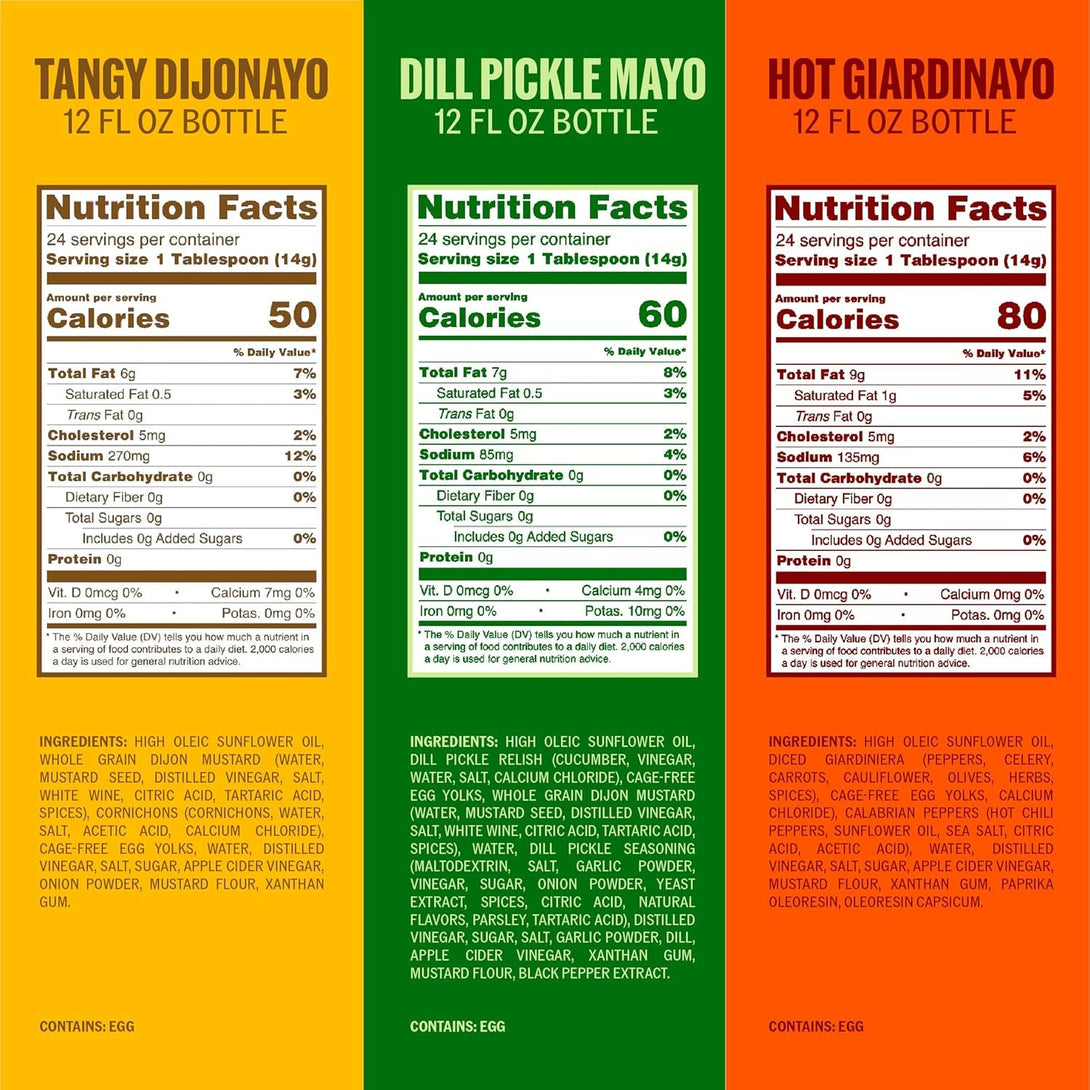 Ayoh Foods, Mayo Gone Wild, Made by Molly Baz (Variety Pack - 3 Total, 12Oz Bottles) Easy to Squeeze, Perfect For; Sandwiches, Burgers, Fries, Nuggets, Wraps & Dips