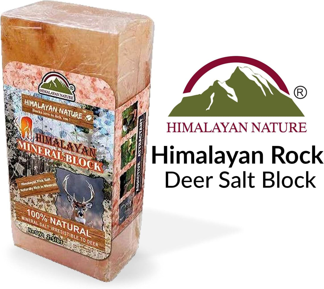 100% Natural Himalayan Rock Deer Salt Block - Animal Licking Mineral Salt Block, Natural Feed Salts Blocks, 5 Lbs, 2X4X8 Inch, Pack of 1