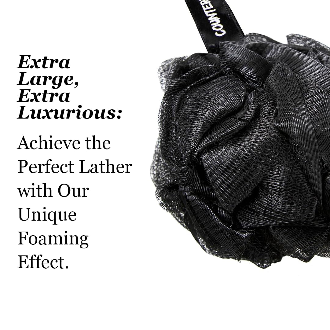 Black Loofah Bath Shower Sponges I (4-Pack) Body Scrubbers for Use in Shower I Bath Sponges for Shower Scrubber for Body I Loofah Exfoliating Body Scrubber Shower Accessories I Body Wash Loofah Sponge