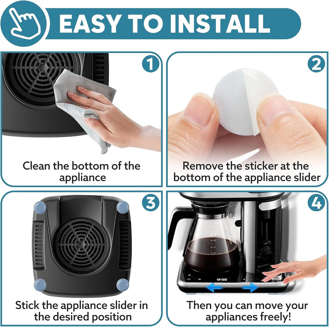Appliance Sliders for Kitchen 24 PCS Self-Adhesive Small Kitchen Finds Appliance Slider Hacks Easy to Moviing & Space Saving Must Have Home Gadgets Mixer Accessories for Countertop
