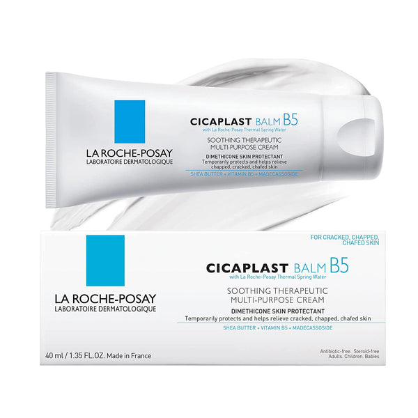 La Roche Posay Cicaplast Balm B5 UV SPF 50, Vitamin B5 + Shea Butter + Tribioma + Madecassoside + Zinc Oxide Sunscreen, Post Treatment Skin Protectant with SPF, Multi-Purpose Cream for Dry Skin