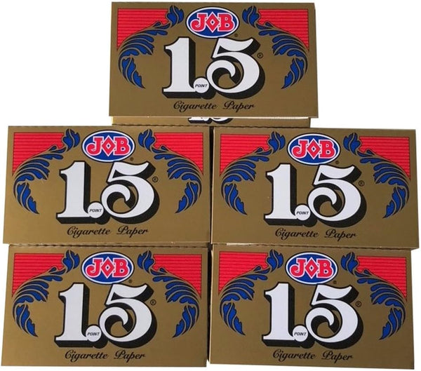 1.5 JOB Rolling Papers, 5 Pack Bundle, 120 Paper Leaves Total