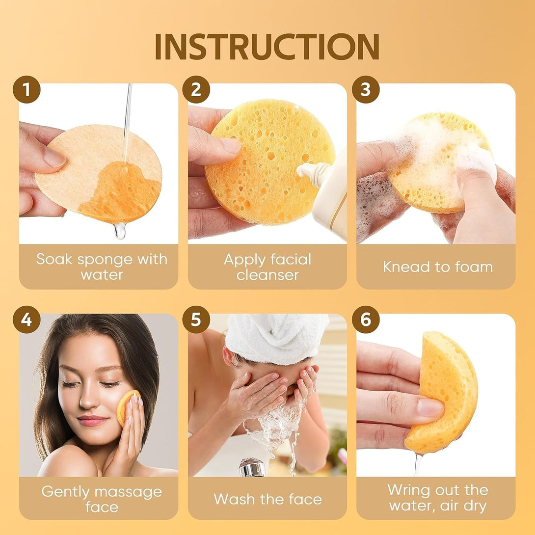 50-Count Compressed, GAINWELL Cellulose, 100% Natural Cosmetic Spa Sponges for Facial Cleansing, Exfoliating Mask, Makeup Removal