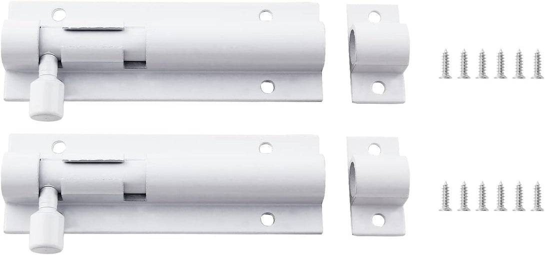 2 PCS Barrel Bolt Latch Heavy Duty Slide Lock, 3 Inch Aluminum Alloy Slide Latch Door Lock White Barrel Latch for Security Gate Slide Bolt, Garage Door Latches, Warehouse Shed Latches