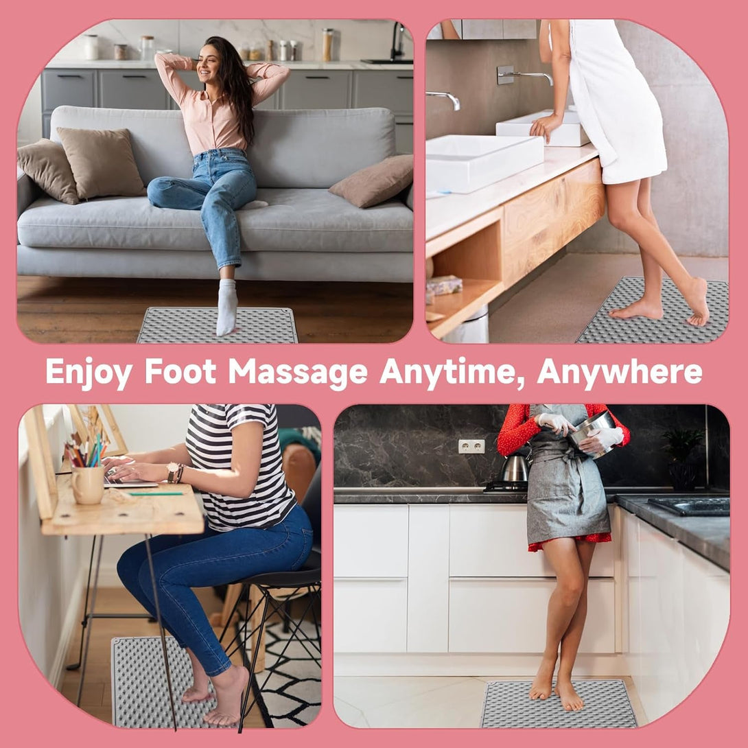 Portable Feet Acupressure Mat, Silicone Reflexology Pad, Moderate Hardness Pressure Point Mat for Foot Pain Relief, Anti-Fatigue Mat, Connectable for Running & Fitness Activities