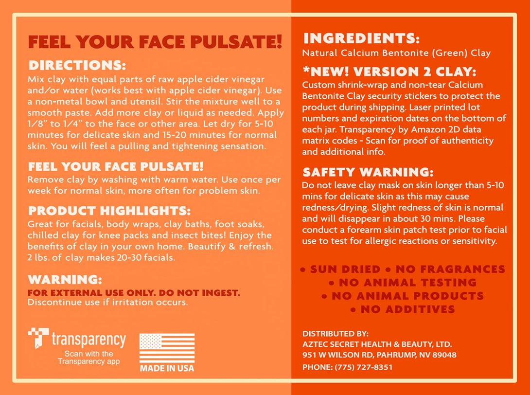 Aztec Secret – Indian Healing Clay 1 Lb – Deep Pore Cleansing Facial & Body Mask – the Original 100% Natural Calcium Bentonite Clay – New Version 2