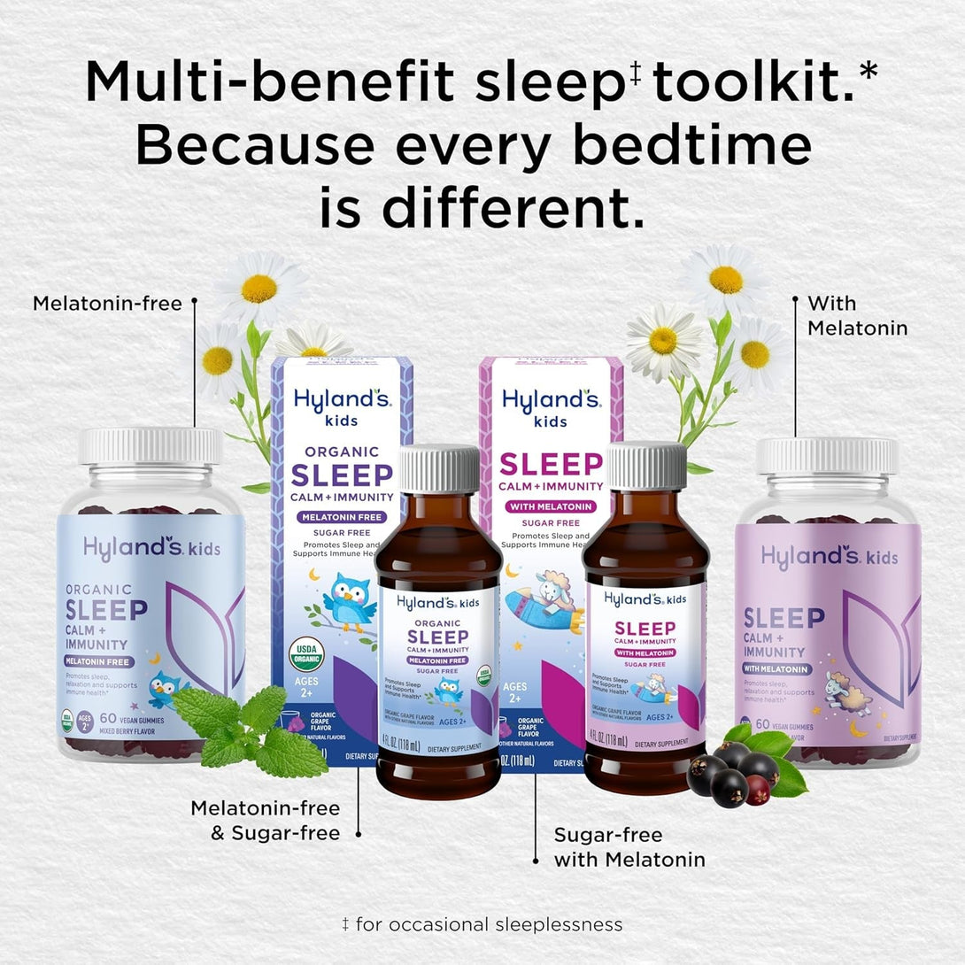 Hyland'S Kids Sleep Calm and Immunity with Melatonin, Promotes Sleep and Supports Immune Health, Ages 2 and Up, Grape Flavor, 4 Fl. Oz.