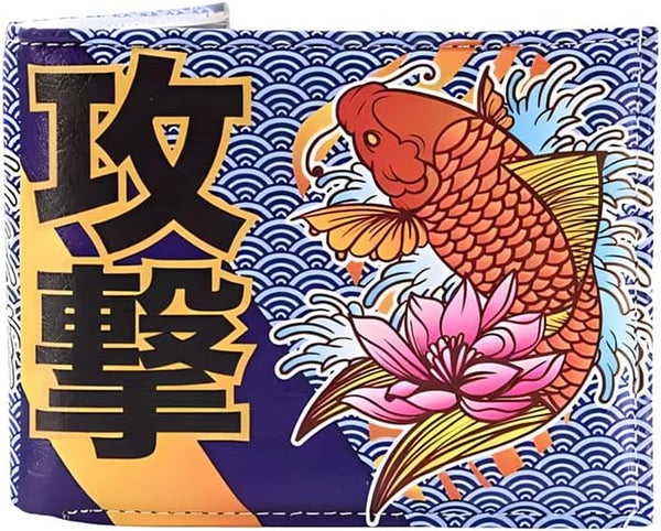Li Slim Bifold Men’S Wallet – Koi Fish Print Vegan Leather Wallet for Men