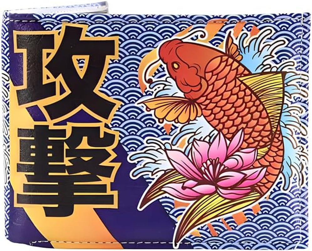 Li Slim Bifold Men’S Wallet – Koi Fish Print Vegan Leather Wallet for Men
