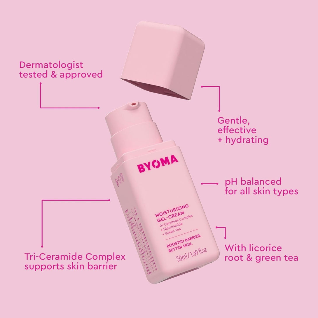 BYOMA Moisturizing Gel Cream - Barrier Repair Cream/Gel Face Lotion with Niacinamide and Green Tea - Ceramide Face Moisturizer for Dry Skin - Alcohol Free, Oil Free Face Moisturizer - 1.69 Fl. Oz