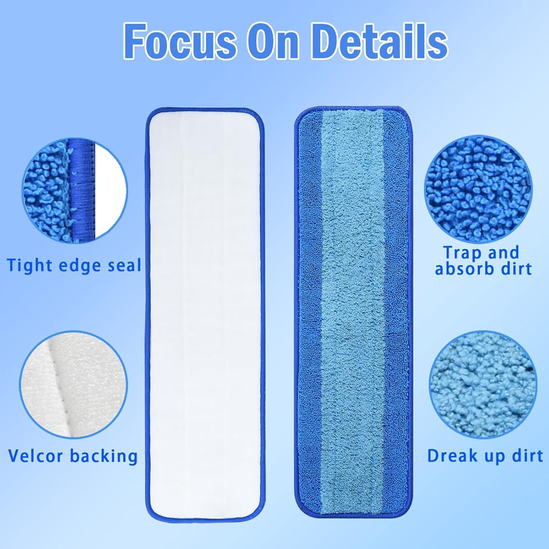 4 Pack Microfiber Cleaning Pad for Bona Mop, Reusable Spray Mop Pads Refills for Multi-Surface Floors, Washable Microfiber Mop Replacement Heads for Hardwood Floors
